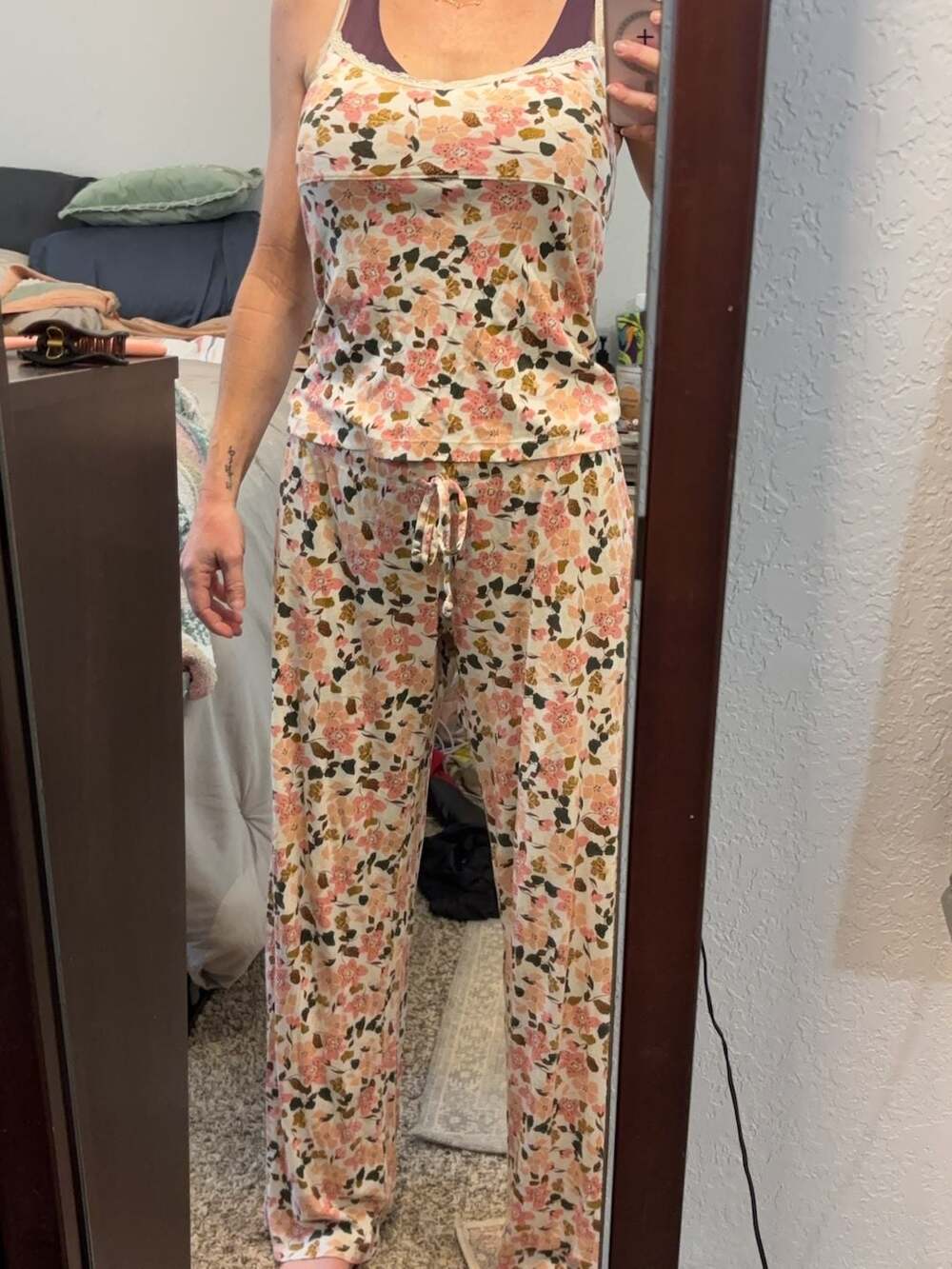 E2: Victoria's Secret Floral Lace Trim Pajama Set Size S